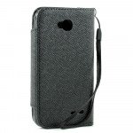 Wholesale LG Optimus L70 Flip Leather Wallet Case with Strap (Black)